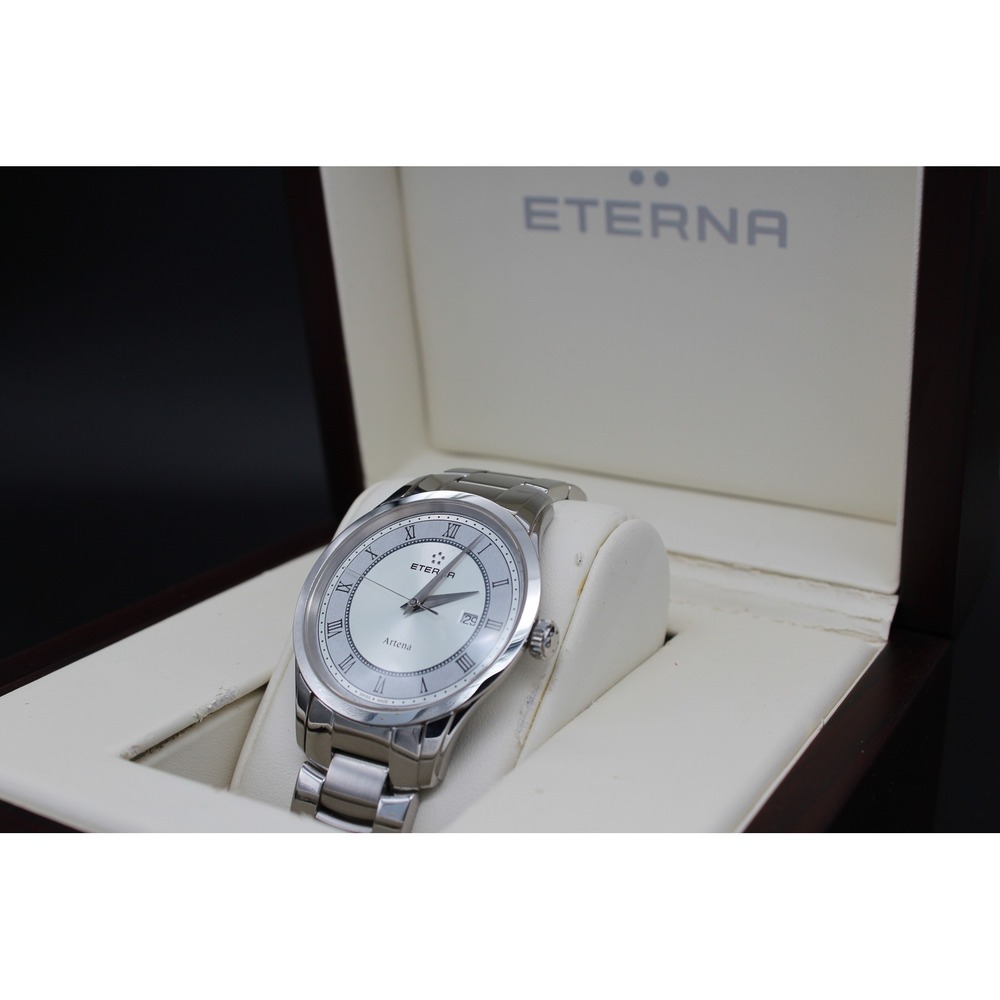 Eterna Artena 40mm Swiss Quartz Watch Ref 2520.41 NIB Tags Papers